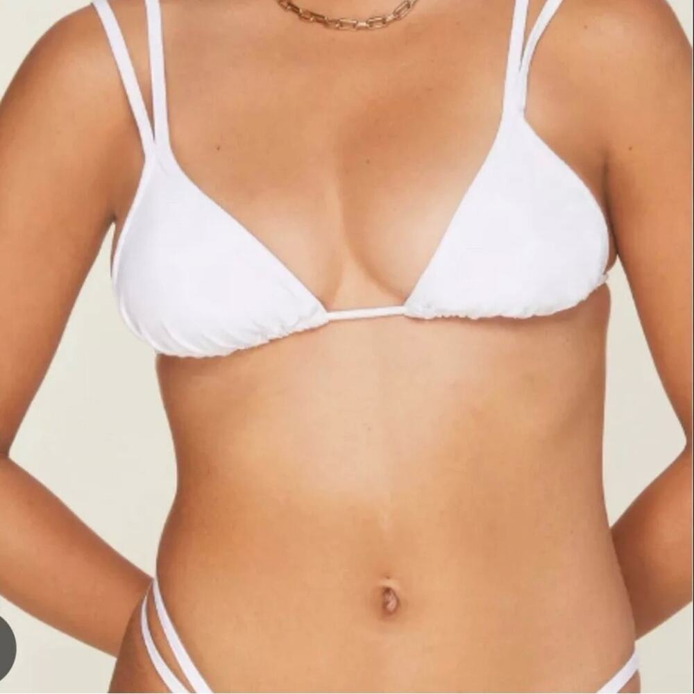 Andie Swim‎ X Demi Moore The Cannes Bikini Top White Gold Sexy Beach Size L NEW